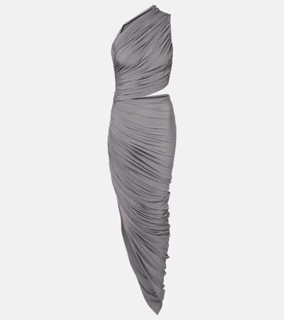 Alaïa Asymmetric Ruched Jersey Maxi Dress