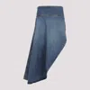 Alaïa Women Blue Denim Asymmetric Midi Skirt In Bleu Vintage
