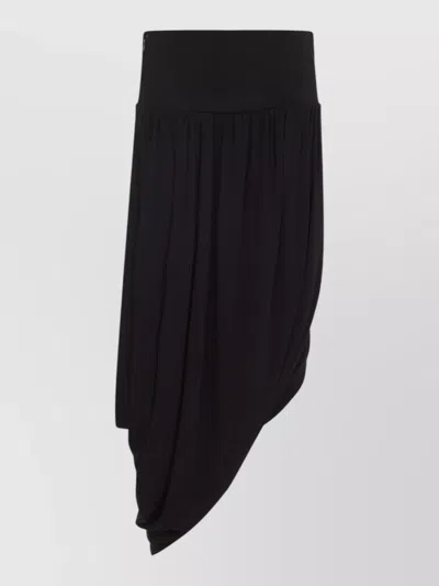 Alaïa Asymmetric Skirt High Waist Draped Detail In Black