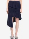 Alaïa Womens Minuit Ruffled High-waist Knitted Maxi Skirt In Blue