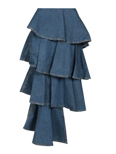 Alaïa Asymmetric Spiral Skirt Skirts Blue