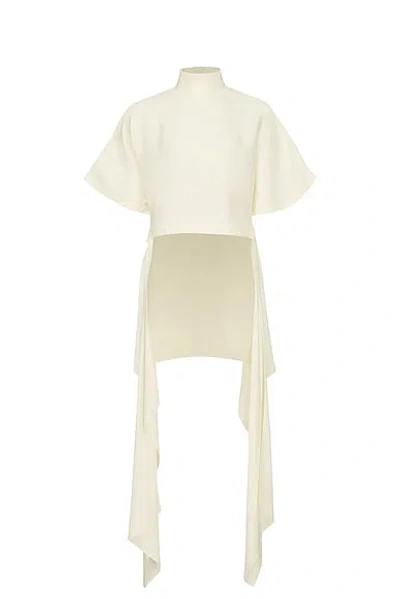 Alaïa Alaia Asymmetric Top In Cream Viscose Cady In White