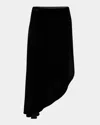 Alaïa Asymmetric Velvet Midi Skirt In Noir Alaia