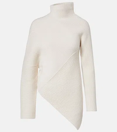 Alaïa Asymmetric Wool And Cashmere Sweater In White