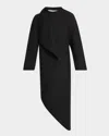 Alaïa Asymmetric Wrap Long Coat In Noir Alaia