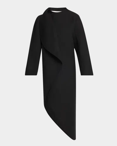 Alaïa Asymmetric Wrap Long Coat In Black