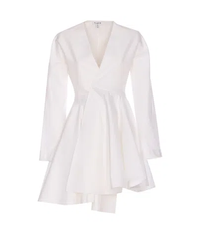 Alaïa Asymmetrical Belt Dress In White