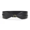 Alaïa Asymmetrical Black Calf Leather Belt In Black