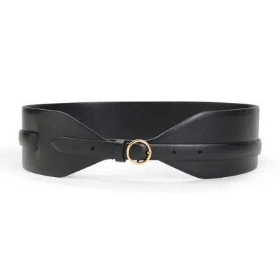 Alaïa Asymmetrical Black Calf Leather Belt