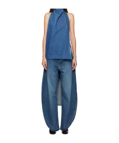Alaïa Asymmetrical Blouse In Blue