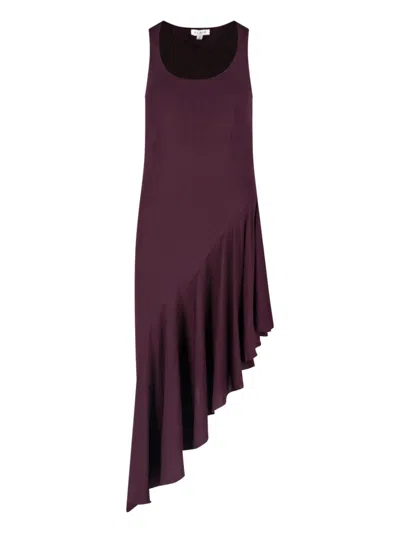 Alaïa Asymmetrical Fluid Jersey Dress In Purple
