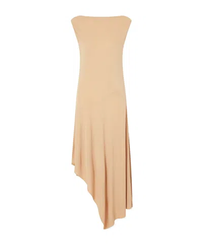 Alaïa Asymmetrical Jersey-crepe Midi Dress In Neutral