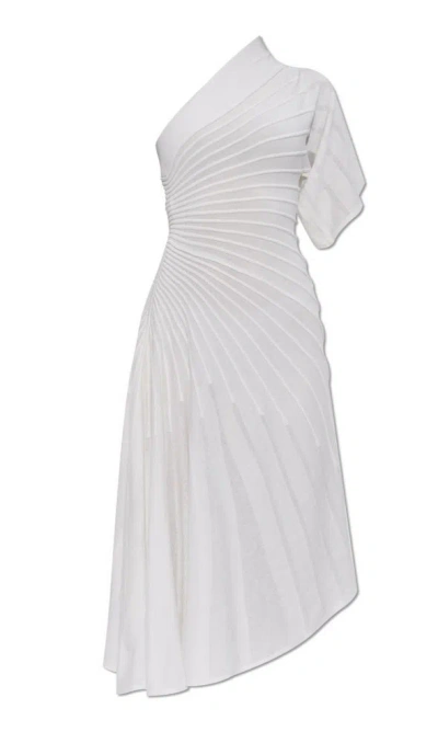 Alaïa Asymmetric One-shoulder Ottoman Rib Dress In White