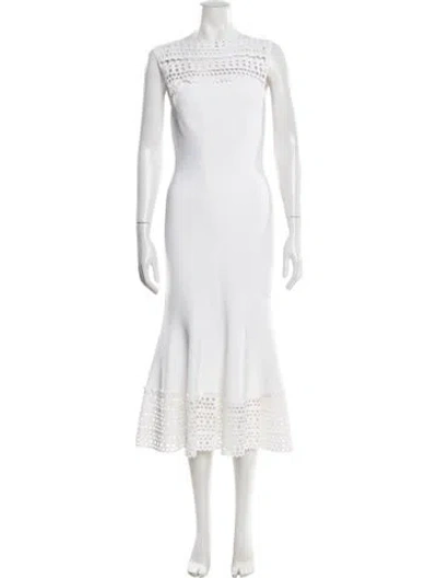 Pre-owned Alaïa Asymmetrical Long Dress In White