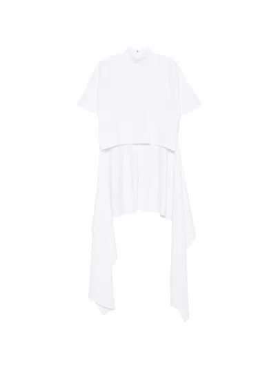 Alaïa Asymmetrical Mock Neck Mini T-shirt In White