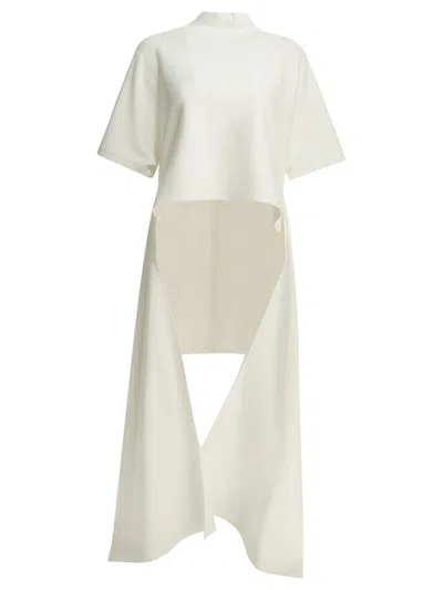 Alaïa Asymmetrical Mock Neck T Shirt In White