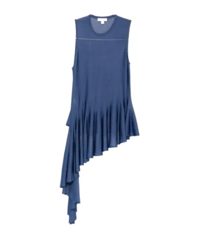 Alaïa Asymmetrical Pleated Top In Blue