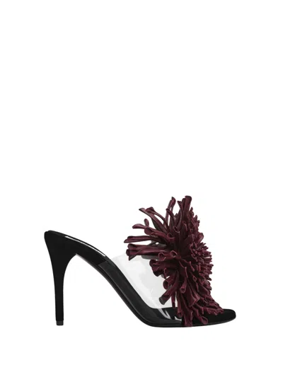 Alaïa Alaia Asymmetrical Sandal With 3d Flower And 9 Cm Stiletto Heel In Burgundy