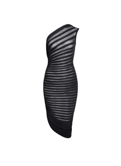 Alaïa Asymmetrical Skeleton Dress In Black