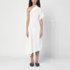 Alaïa Asymmetric Ray Ribbed One-shoulder Midi Dress In White