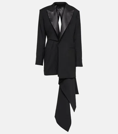 Alaïa Asymmetrical Wool Blazer Minidress In Black