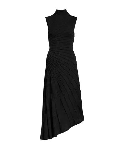 Alaïa Asymmetrical Wool Dress In Black