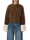 Alaïa Sheep Shearling Aviator Jacket In Brown