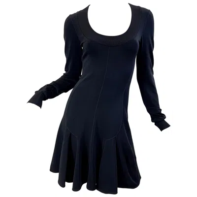 Pre-owned Alaïa Azzedine Alaia 1990s Black Bodcon Long Sleeve Sz Medium Vintage 90s Skater Dress