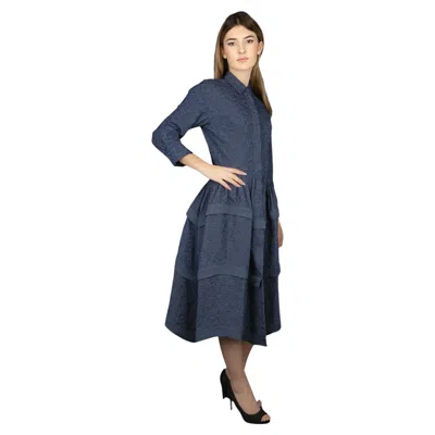 Pre-owned Alaïa Azzedine  2016 Navy Cotton Embroidered Women's Mid-length Dress In Blue