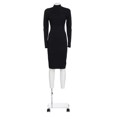 Pre-owned Alaïa Azzedine  90's Long Sleeve Mid Length Knitted Dress With Ribs In Black
