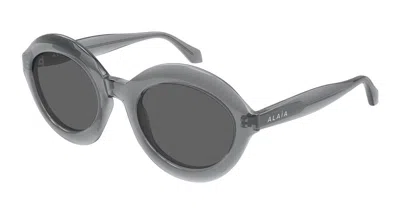 Alaïa Azzedine Alaia Aa0088s Round Acetate Sunglasses In Gray