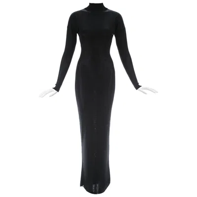 Pre-owned Alaïa Azzedine Alaia Black Acetate Knit Figure Hugging Evening Dress, A/w 1986