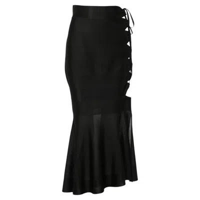 Pre-owned Alaïa Azzedine  Black Bandage Knit Skirt With Lacing, S/s 1986