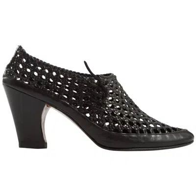 Pre-owned Alaïa Azzedine Alaia Black Leather And Crochet Pointed Heels, Ca. 1985-1988