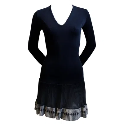 Pre-owned Alaïa Azzedine Alaia Black Mini Dress With Ruffled Hemline