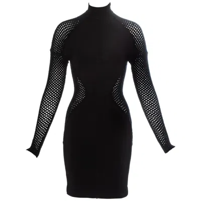 Pre-owned Alaïa Azzedine Alaia Black Viscose And Chenille Figure Hugging Dress, Fw 1989