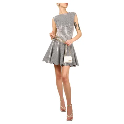 Pre-owned Alaïa Azzedine Alaia Black White Polka Dot Sleeveless Flare Babydoll Mini Dress Fr 36