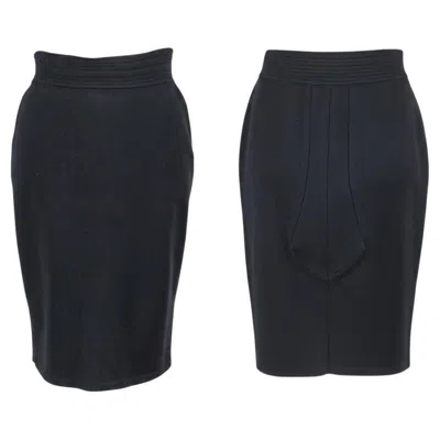 Pre-owned Alaïa Azzedine  Black Wool & Carbon Fiber Pencil Skirt - 1990s (spring1993)