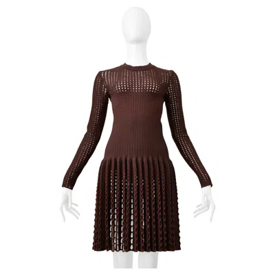 Pre-owned Alaïa Azzedine Alaia Brown Laser Cut Fancy Knit Dress