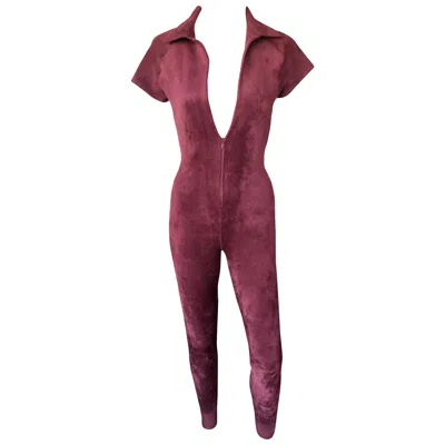 Pre-owned Alaïa Azzedine Alaia Chenille Bodycon Playsuit Catsuit Jumpsuit In Brown