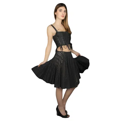 Pre-owned Alaïa Azzedine  Flared Black Cotton Openwork Skirt Size 40fr Unisex