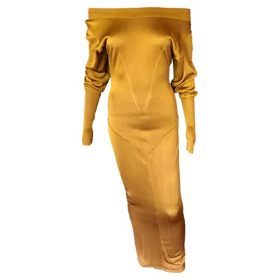 Pre-owned Alaïa Azzedine  F/w 1985 Vintage Semi-sheer Gown Maxi Dress In Orange