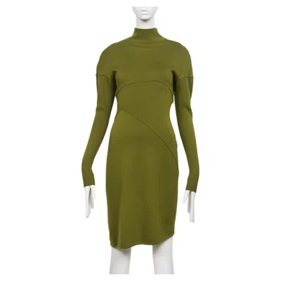 Pre-owned Alaïa Azzedine  F/w 1986 Runway Knit Olive Green Dress M