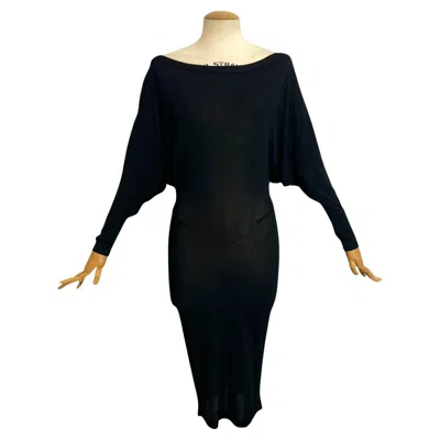 Pre-owned Alaïa Azzedine , Open-back Black Knit Midi Dress, 1990s