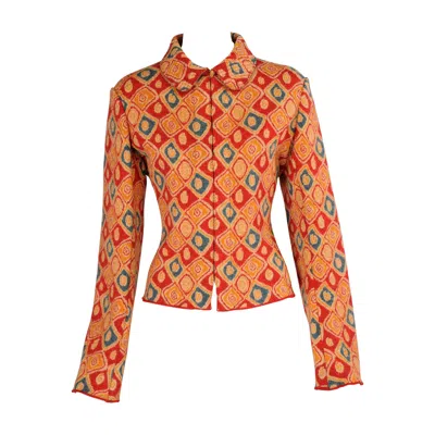 Pre-owned Alaïa Azzedine Alaia Patterned Wool Jacket In Orange