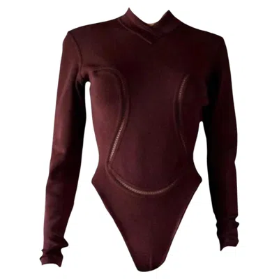 Pre-owned Alaïa Azzedine Alaia Rare Vintage F/w 1991 Cognac Brown Knit Bodysuit Top