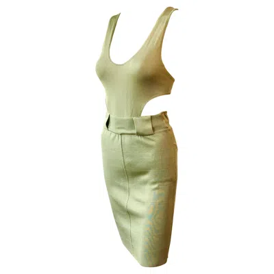 Pre-owned Alaïa Azzedine Alaia S/s 1985 Vintage Plunged Cutout Bodycon Green Dress