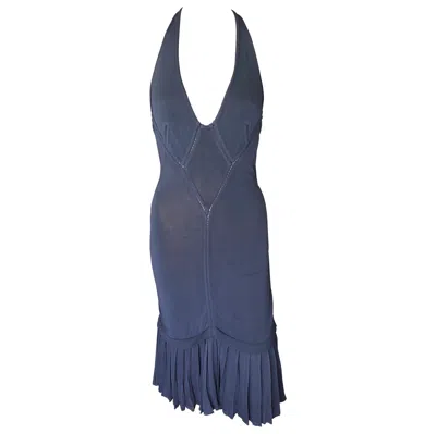 Pre-owned Alaïa Azzedine Alaia S/s 1988 Vintage Plunging Semi-sheer Midi Dress In Purple