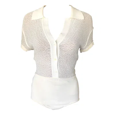 Pre-owned Alaïa Azzedine Alaia S/s 1989 Vintage Semi-sheer Bodysuit Romper In Sand