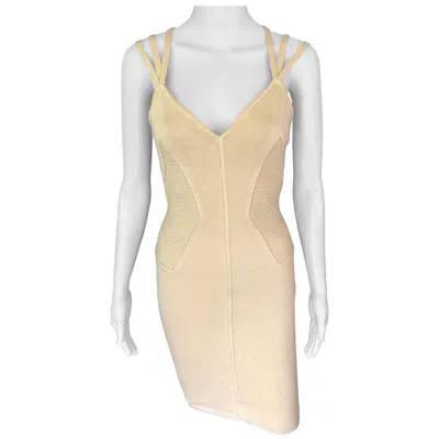 Pre-owned Alaïa Azzedine Alaia S/s 1990 Vintage Bodycon Mini Dress In Sand
